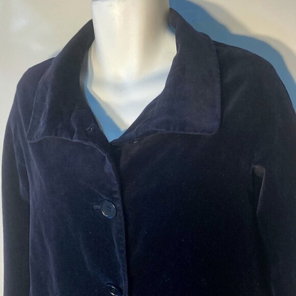 Talbots SZ 4P Navy velvet boxy blazer jacket Dark Romantic Formal Whimsigoth - Picture 4 of 10